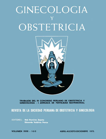 					Ver Vol. 18 Núm. 1-2-3 (1972): IV Congreso Peruano de Obstetricia y Ginecología
				